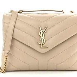 Calfskin Y Quilted Monogram Small Loulou Chain Satchel Dark Beige